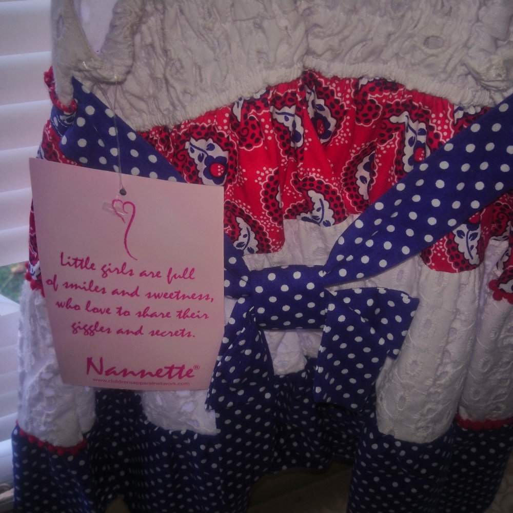 Nanette baby red white and blue dress and purse